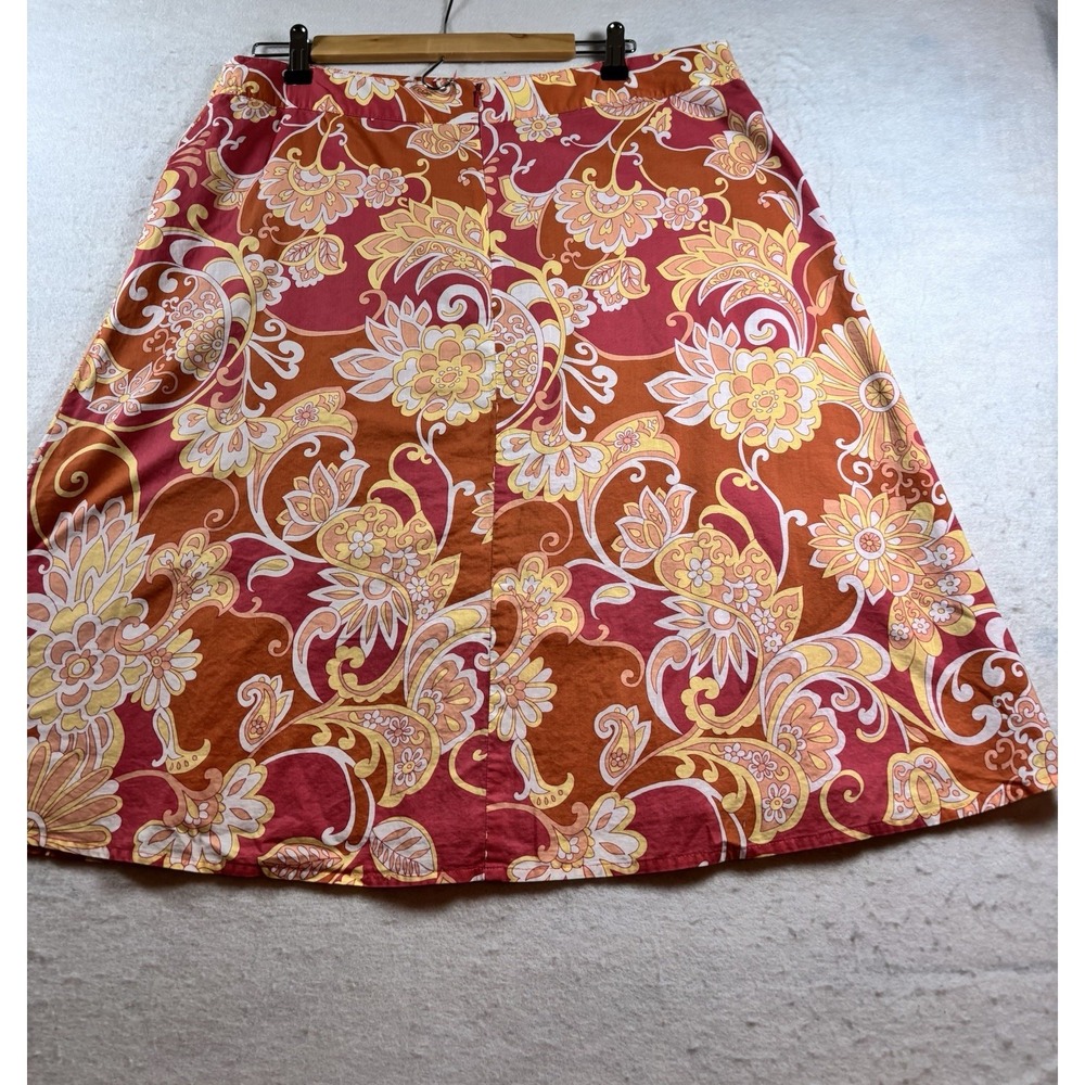 Liz & Co Womens Skirt Sz 14 Orange Coral Floral Pink A Line Whimsy Art To Wear - Picture 5 of 7